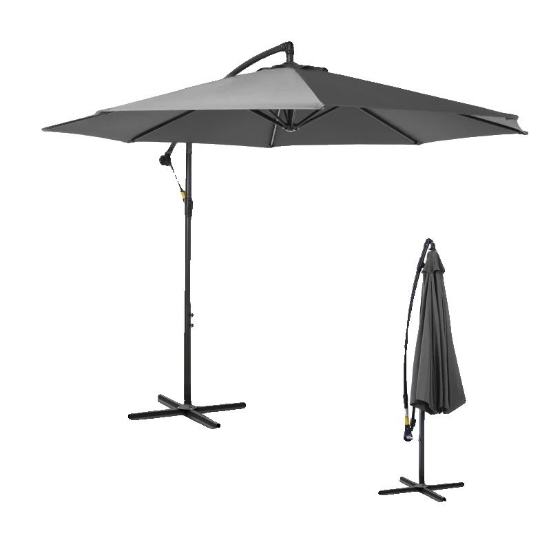 Sonnenschirm, Stahlrahmen, Ø2,95 M X 2,45 M, Handkurbelmechanismus, Montagemethode, 8 Streben Für Stabilität