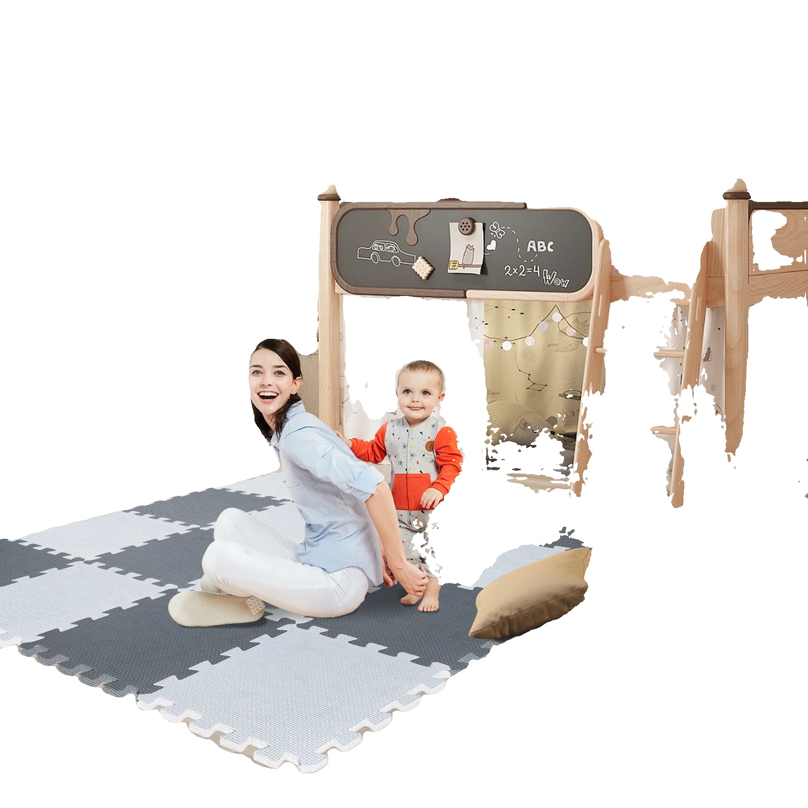 Spielmatte, Weicher Eva-schaum, Puzzledesign, Dunkelgrau