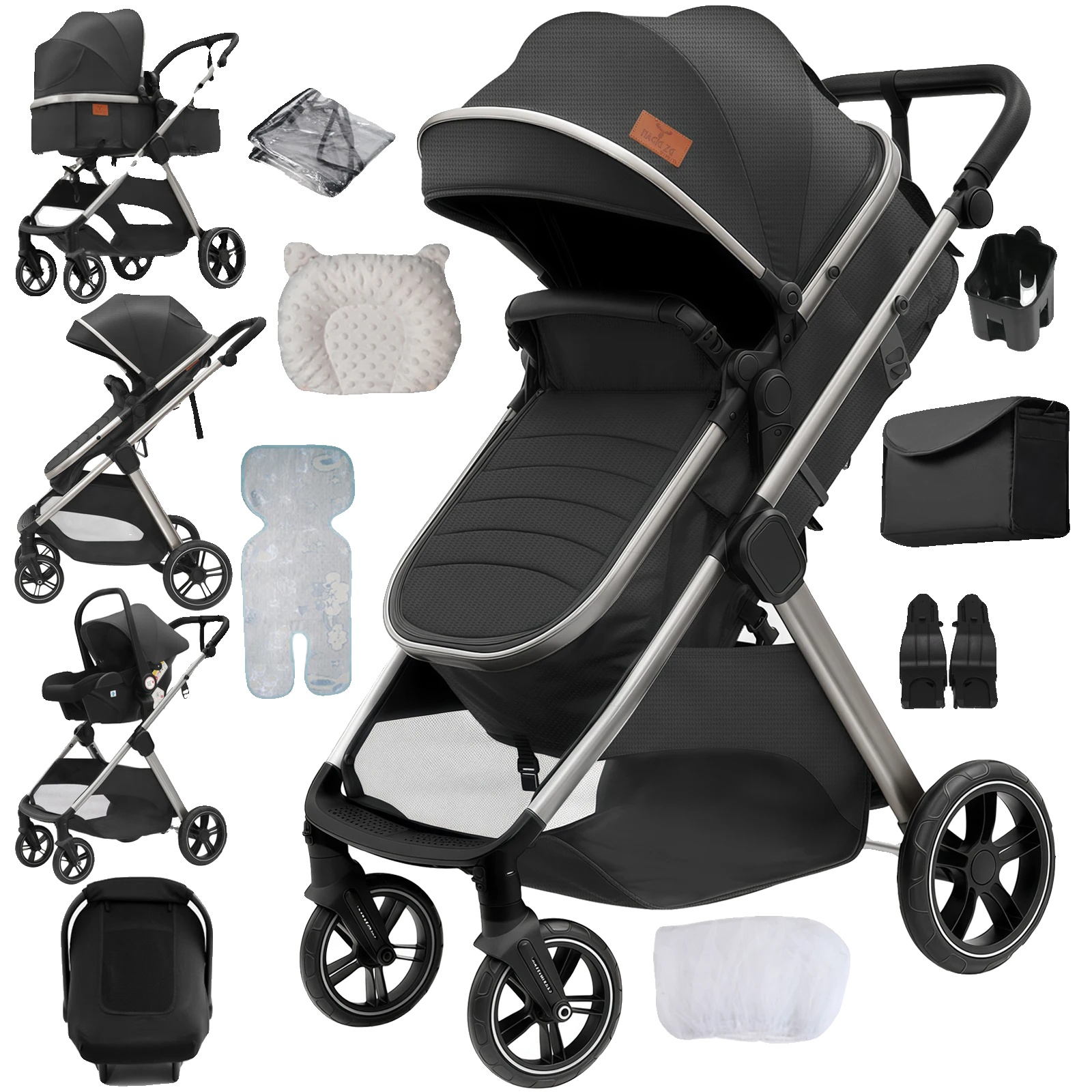 Babywagen, Leichtes Gestell, Umwandelbarer Autositz, V10-tiefgrau