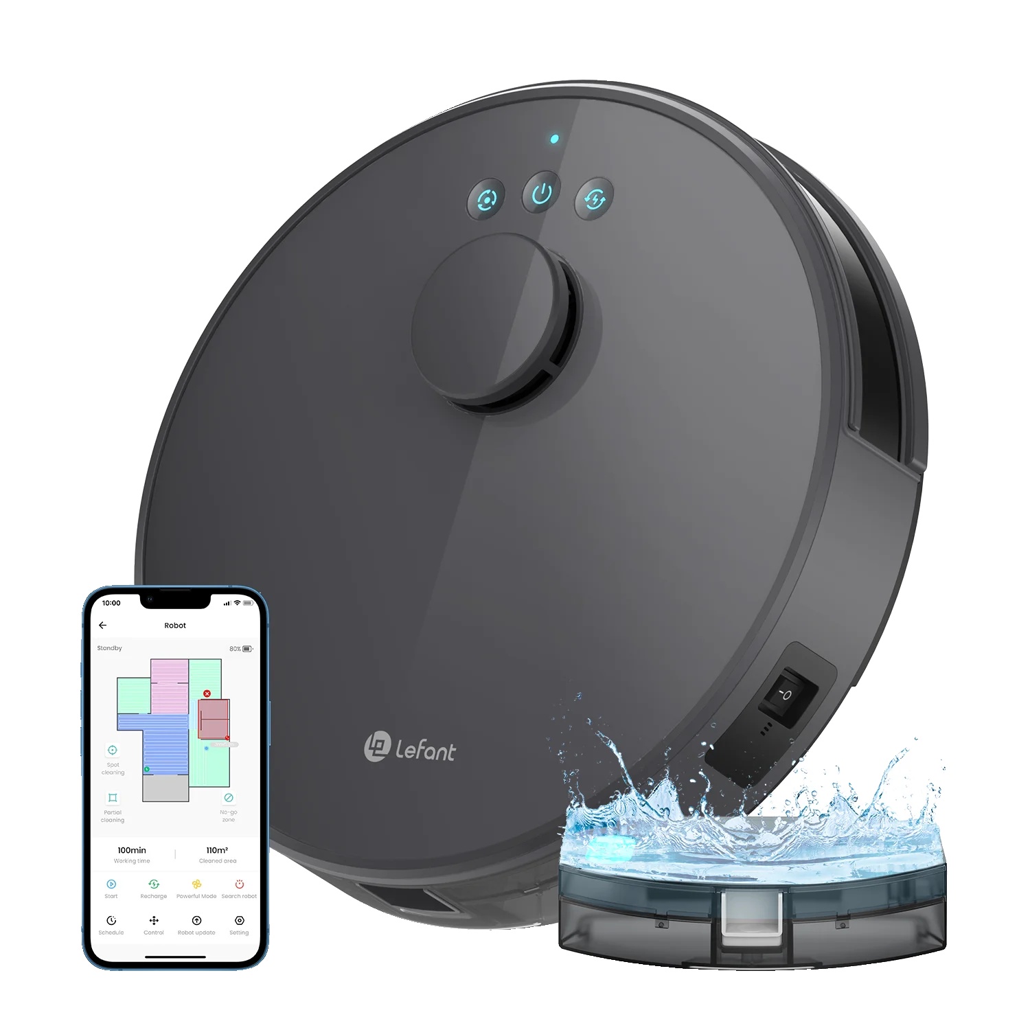 Robotersauger, Lidar-navigation, App-steuerung, Dunkelgrau