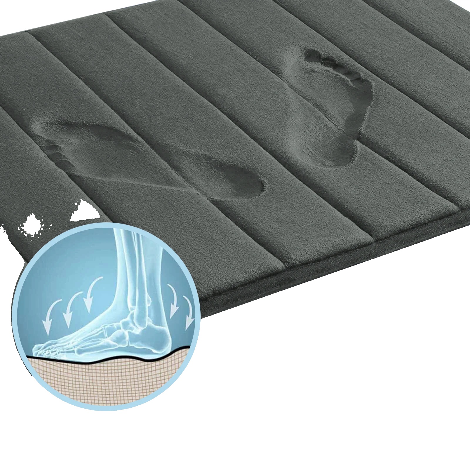 Badematte, Saugfähiger Memory-schaum, Rutschfestes Design, A Und B Und C-b, Dunkelgrau