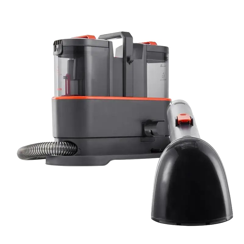 Teppichreinigungsmaschine, Tragbares Design, Doppelte Wassertanks, Dunkelgrau