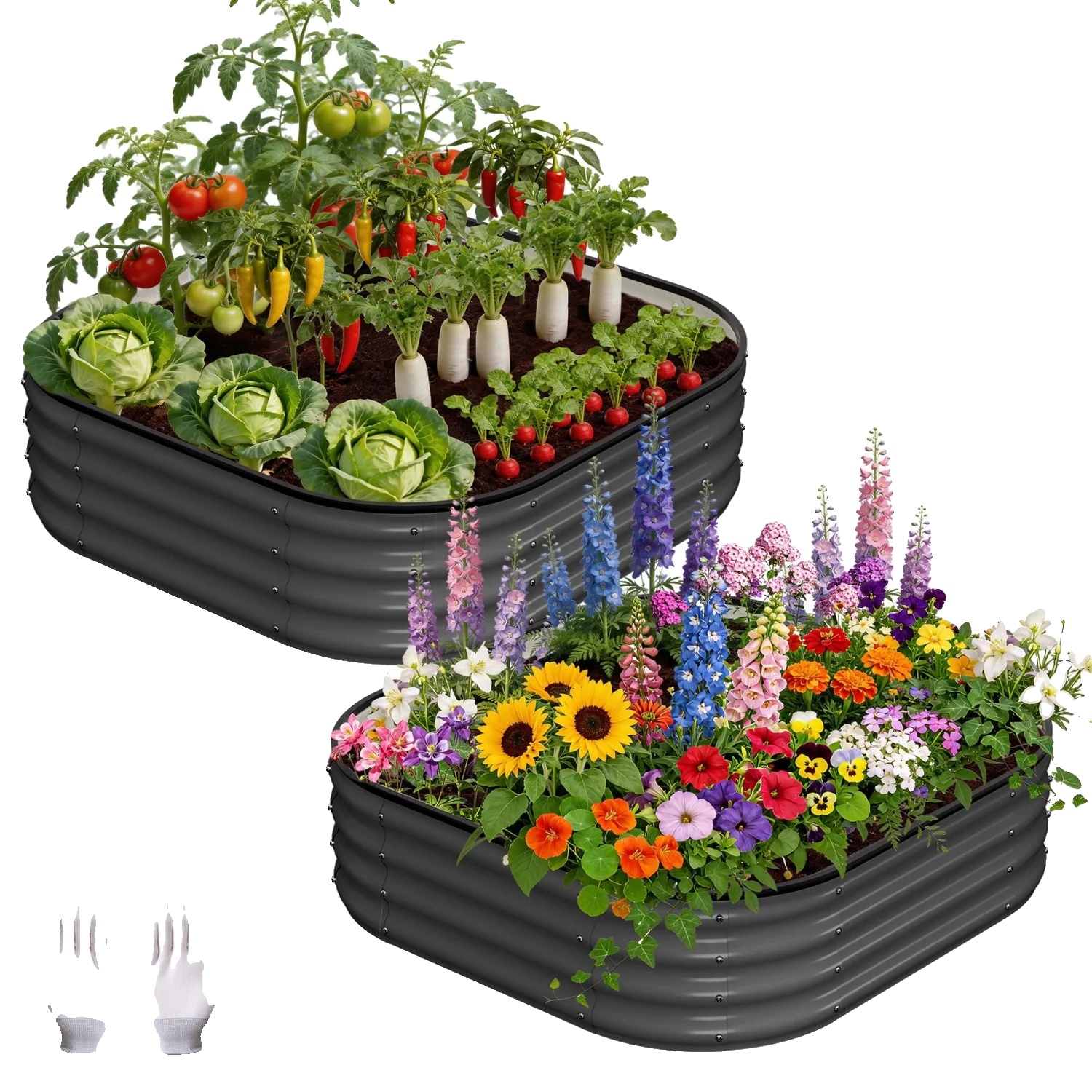 Gartenbeet, Langlebige Stahlkonstruktion, Verbessertes Sicherheitsdesign, Dunkelgrau