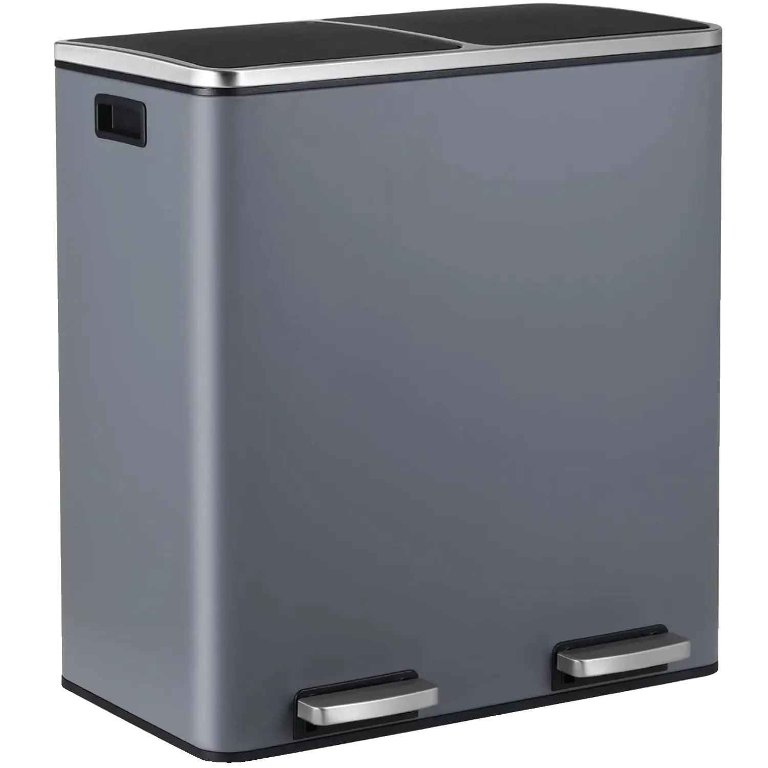 Küchenmüllbehälter, Edelstahl, Soft-close-deckel, Dunkelgrau, 60l-a
