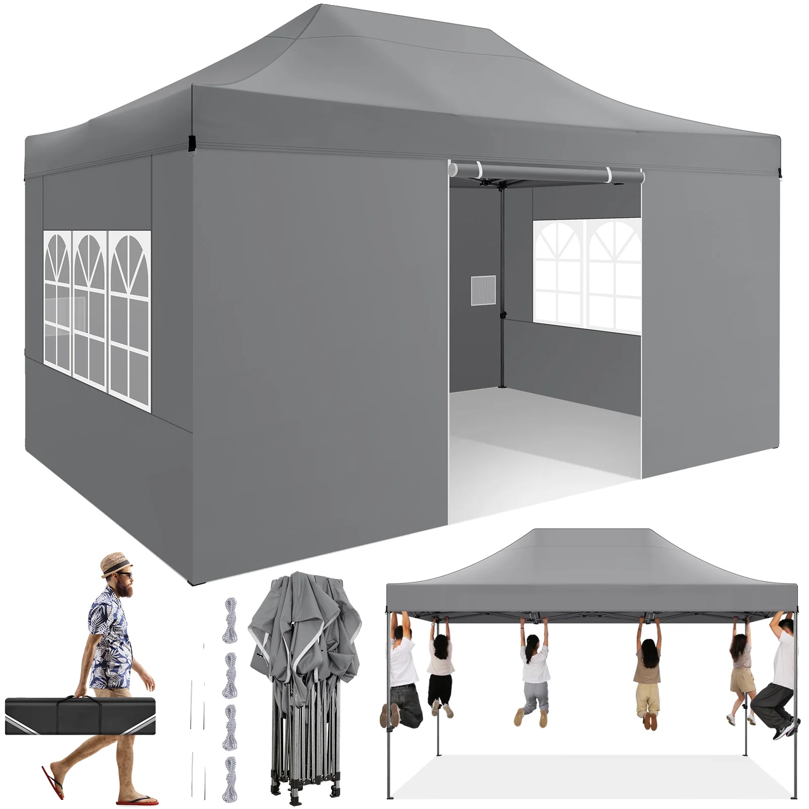 Pavillon, Wasserdicht, Robuster Rahmen, Dunkelgrau