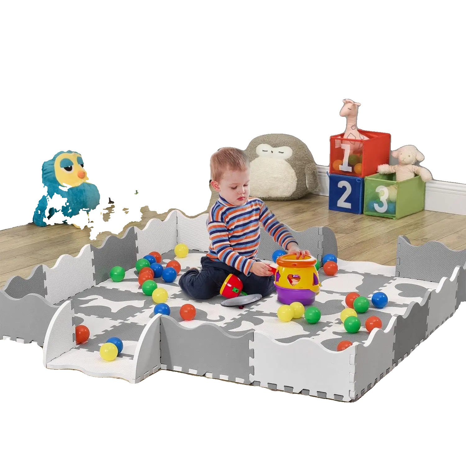 Spielteppich, Steckpuzzle-fliesen, Umweltfreundliches Material, Dunkelgrau