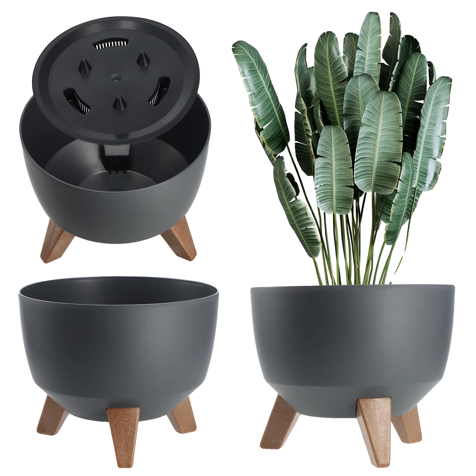Blumentopf, Langlebiges Plastik, Höhe 24 Cm, Durchmesser 30 Cm, Innen- Und Außenbereich Geeignet, Leicht Zu Reinigen
