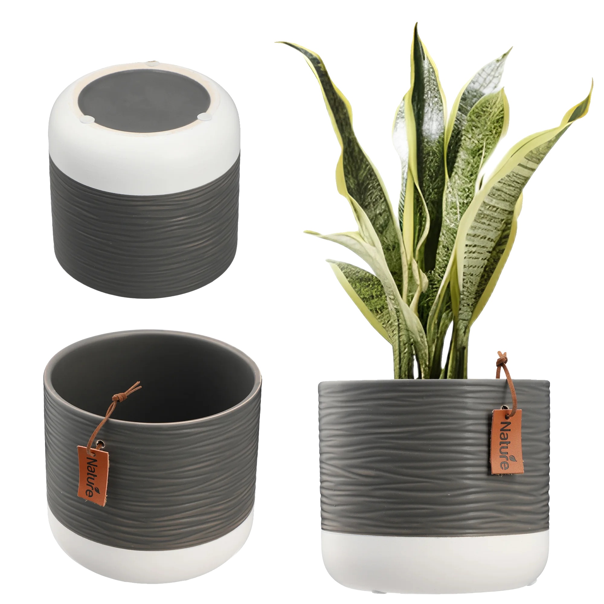 Keramiktopf, Langlebiges Material, Vielseitiges Design, Dunkelgrau-a, Mittel