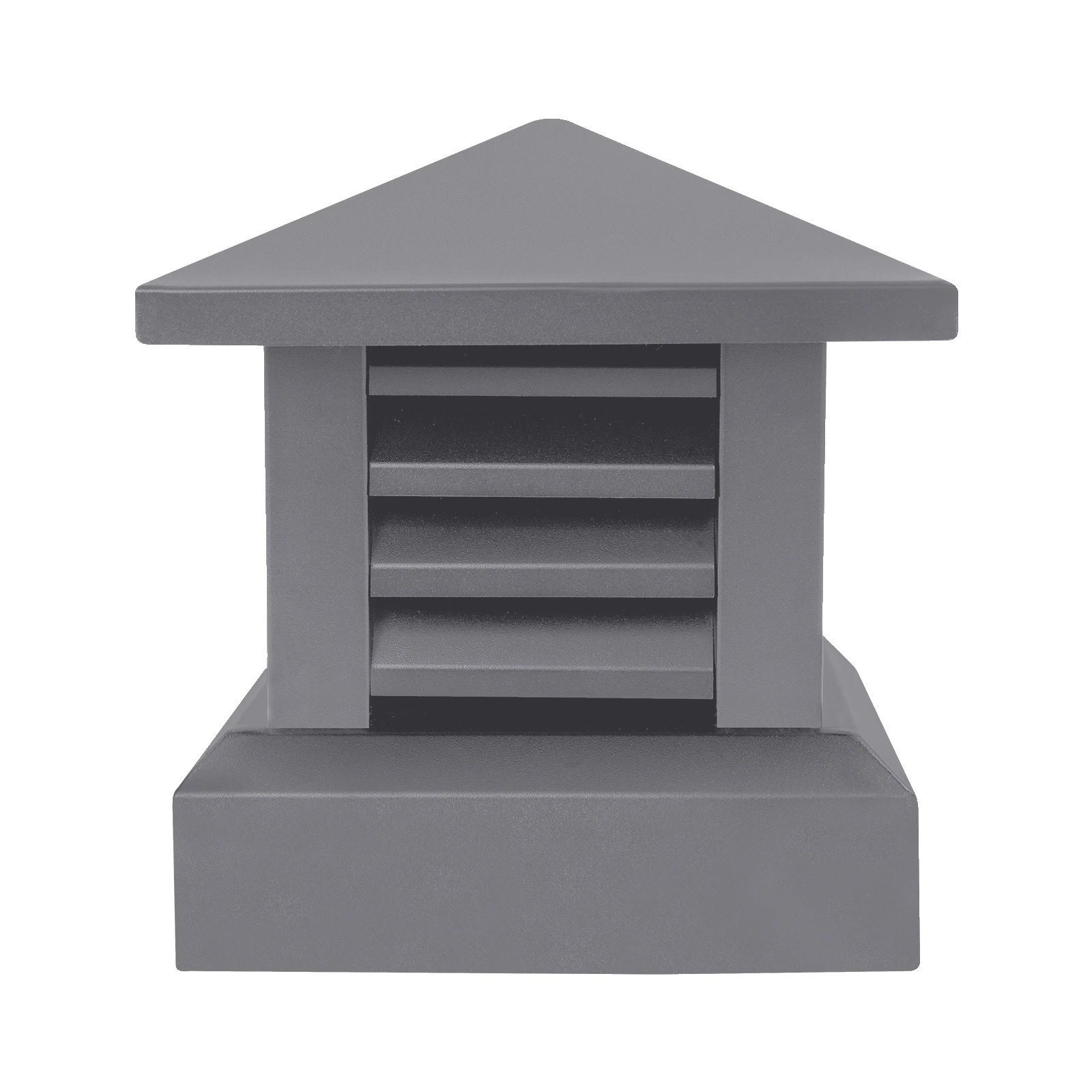 Schornsteinabdeckung, Aluminiumlegierung, Quadratisches Design, Dunkelgrau, 255x255mm-a