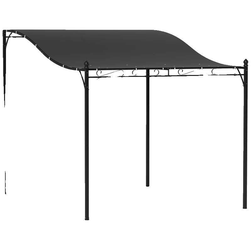 Gartenpavillon, Wetterbeständiges Polyester, 2,5 X 3 X 2,5 M, Säulenabstand 238 Cm X 287 Cm, Pulverbeschichtete Metallstruktur, Wandmontiertes Design