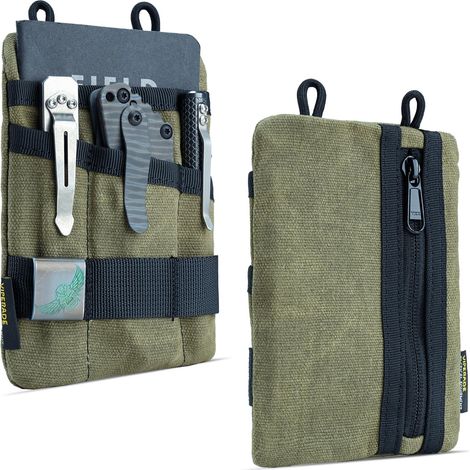 Kleine Edc-taschen, Edc-aufbewahrungstasche Aus Gewachstem Canvas, Kleine Werkzeugtasche Mit 5 Fächern, Organizer Für Taschenlampe, Multitool, Stift Und Notizbuch.