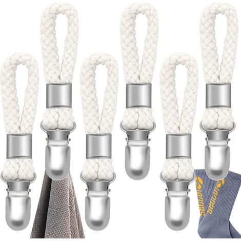 6er-set Handtuchhaken – Geflochtene Baumwollschlaufe Mit Metallclip – Elfenbeinfarbener Handtuchhalter – Geeignet Für Küche Und Bad