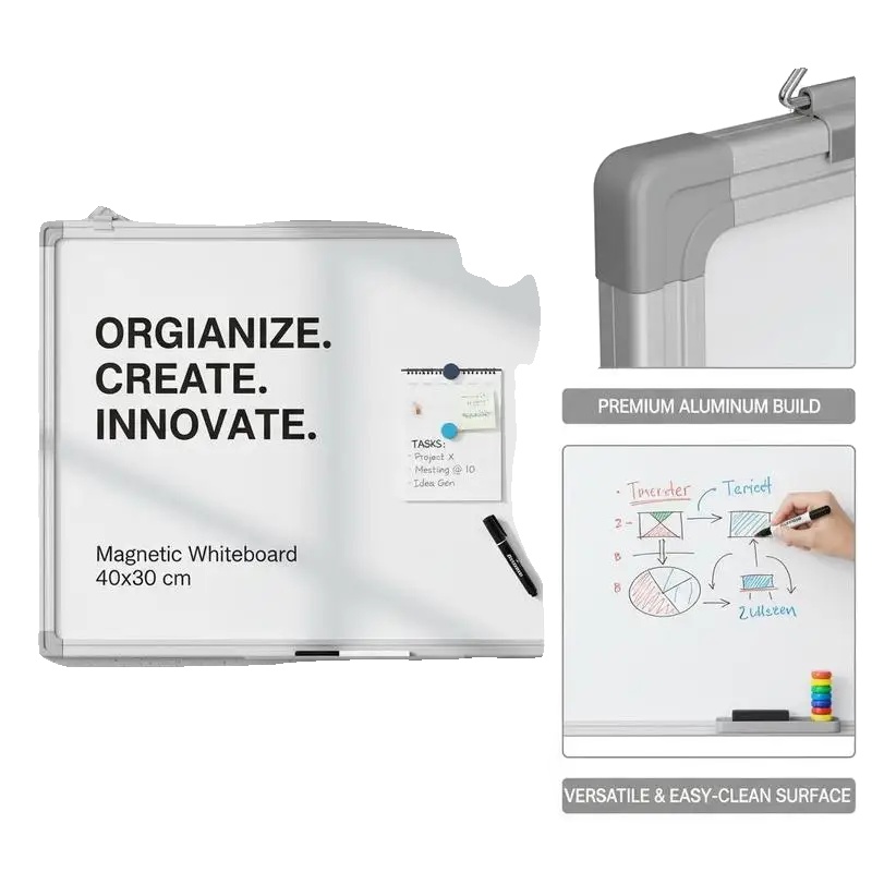 Magnetisches Whiteboard, Aluminiumrahmen, Wandmontiertes Design, Elfenbein