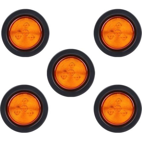 2,5-zoll-rundpositionsleuchte Mit 4 Leds, 5 Stück, Geeignet Für Vordere Und Hintere Seitenmarkierungsleuchten, Gelbe Anhänger-/lkw-/suv-leuchte, Von Debuns