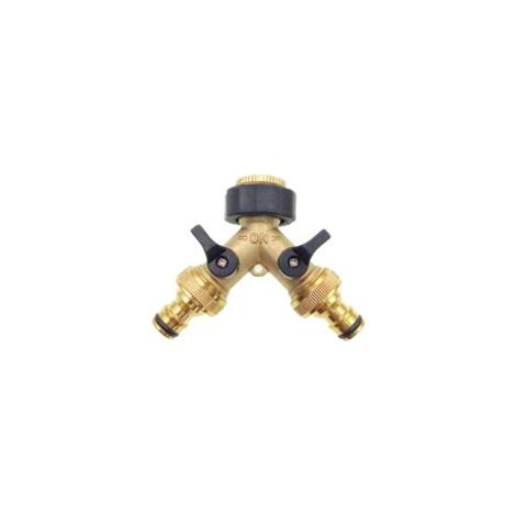 2-wege-wasserhahnadapter Aus Messing, Doppel-gartenwasserhahnadapter Mit Separaten Ein-/aus-ventilen Für Haus, Küche Und Garten.