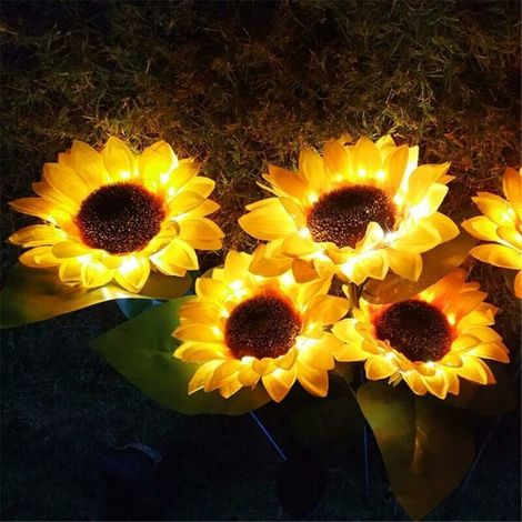 2er-pack Solar-gartenleuchten, Sonnenblumenleuchten, Led-außenleuchten Für Terrasse, Garten, Flur, Treppe, Landschaft, Wege, Von Debuns
