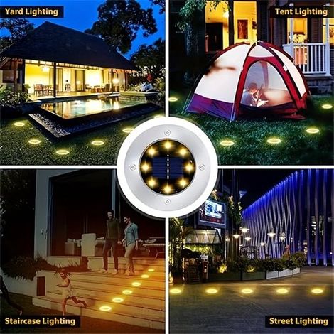 2er-set Solar-bodenleuchten – Edelstahl – Led-solarleuchten Für Den Außenbereich – Wasserdicht Und Hell Für Einfahrten, Gärten, Terrassen, Rasenflächen Und Patios