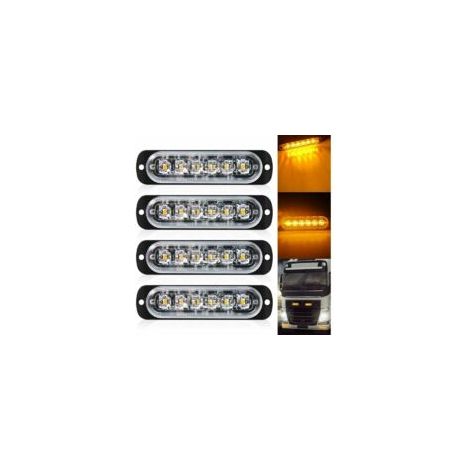 4er-pack – 6 Ultradünne, Blinkende Gelbe Leds – Mini-led-notlichtleiste, 18 Blinkmodi, 12–24 V, Universell Für Pkw Und Lkw