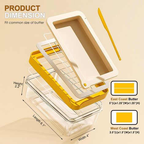 Butterschneider Mit Deckel Und Klinge, Geeignet Für Arbeitsplatten Und Kühlschränke, Luftdichter Behälter Für Butter, Butterhalter Geeignet Für Butter Von Der Ost- Und Westküste.