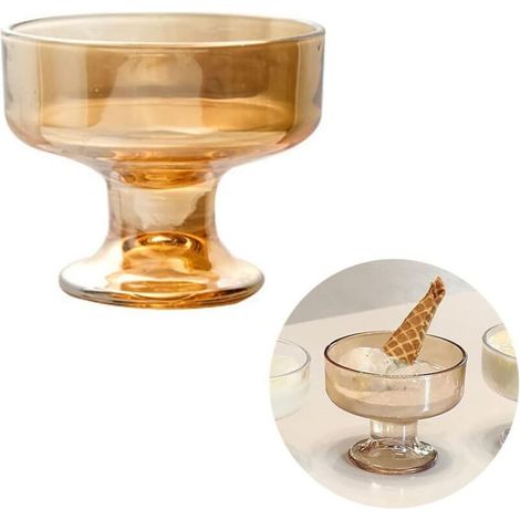 Eisbecher, Dessertschale, 28 Cl. Für Getränke, Desserts, Nüsse, Früchte, Puddings Usw. - 1 Stück, Bernsteinfarben.