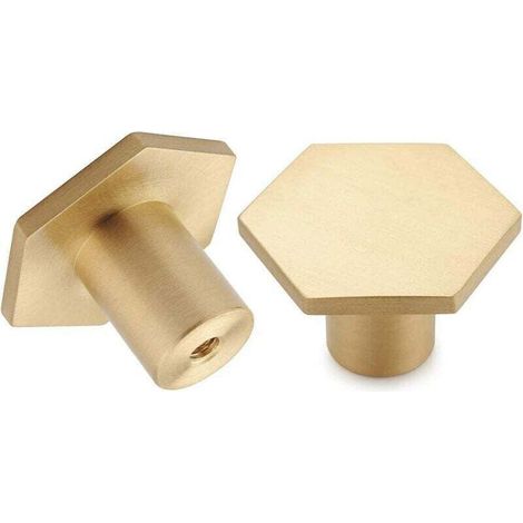 Für Schränke, Kommoden, Badezimmer Und Küche, 34 X 20 Mm (sechseck), 10er-pack, Möbelknöpfe Aus Gebürstetem Messing, Goldene Kommodenschubladenknöpfe Von Debuns