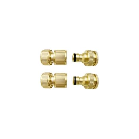 Gartenschlauchanschluss, 4er-set, Messinganschluss, Messing-wasserhahnanschluss (4er-set), 1/2" Und 3/4" Außengewinde.