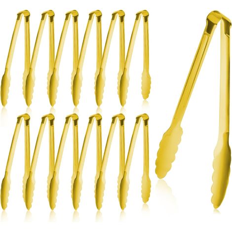 Goldene Buffetzange (12-teilig), 23 Cm (9 Zoll) Servierzange - Robuste Küchen- Und Grillzange Aus Edelstahl - (gold, 23 Cm)