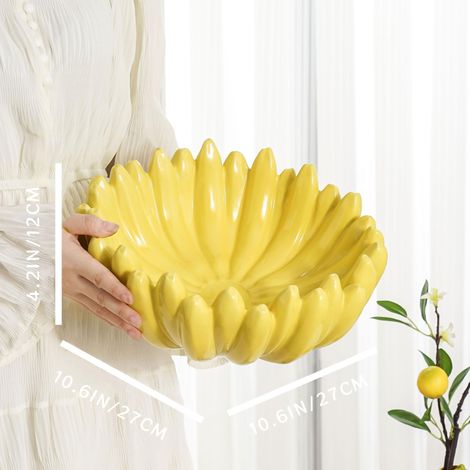 Große Obstschale Für Die Arbeitsplatte – 25,4 Cm (10 Zoll) Bananenförmiger Obstkorb Aus Keramik, Schlüsselanhängerschale Für Beistelltisch, Dekoratives Mittelstück Für Arbeitsplatte Oder Tisch