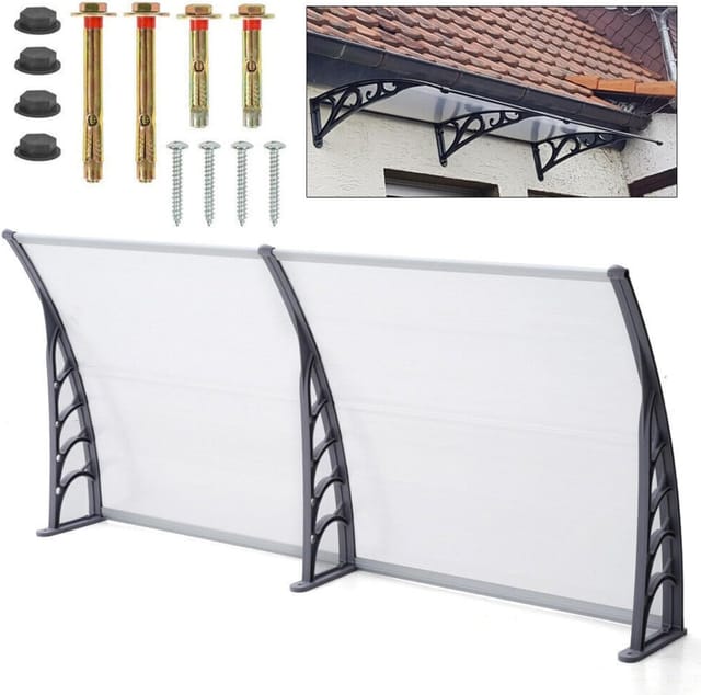Vordach Für Eingangstür - Aluminium-vordach 120cm/150cm/200cm Vordach Haustür Überdachung Pultvordach Haustürvordach Wetterfest Überdachung Haustür Aus Aluminium Und Polycarbonat (200cm)