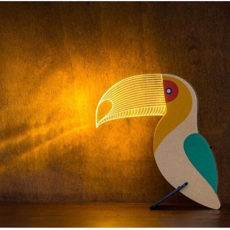 Kreative Acryl-nachtleuchte, Tiermotiv Aus Holz, Led-leuchten Für Wohn- Und Schlafzimmer, Tukanförmige Led-leuchten Von Debuns