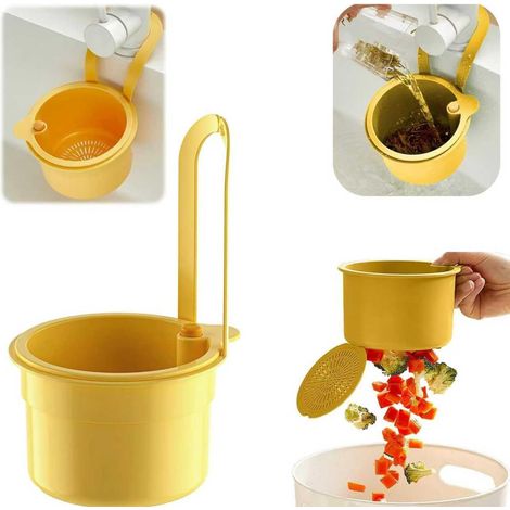 Löffelsieb Mit Druckknopf, Hängelöffelsieb, Kompatibel Mit Den Meisten Standardarmaturen, Küchenlöffel (gelb)
