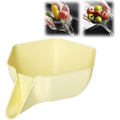 Multifunktionaler Abtropfkorb, Obstaufbewahrungsbehälter, Cremefarbener Gelber Spülbeckenabtropfkorb, Multifunktionaler Korb Für Obst, Gemüse, Abfall Und Küchenabfälle