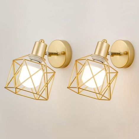 Nachttischlampe Fürs Schlafzimmer – Auch Für Wohnzimmer, Schlafzimmer, Veranda Usw. Geeignet – 2er-set, Goldfarben, Mit Leuchtmittel