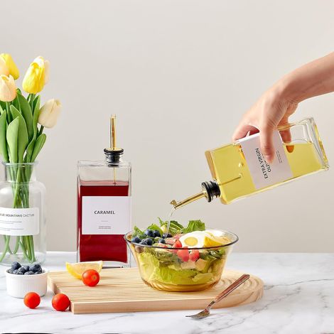 Olivenölspender Für Die Küche, Automatischer Ausgießer, Glasflasche, 4er-set – Goldfarben, 500 Ml