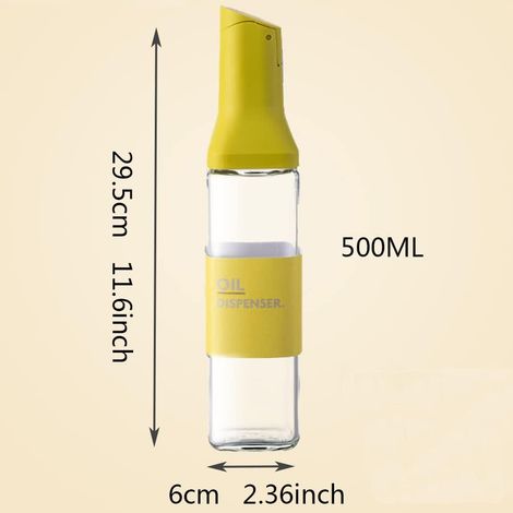 Olivenöl- Und Essigspender, Leicht Zu Befüllen Und Zu Reinigen, Gewürzflasche Für Flüssige Speisen Zum Kochen, 500 Ml (gelb)