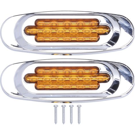 Paar Rückleuchten Mit 16 Leds, Verzinkte Zierleiste, Seitenmarkierungsleuchten, Kfz-außenleuchten Für 12v/24v Pkw Und Lkw, Gelbe Linse, Von Debuns