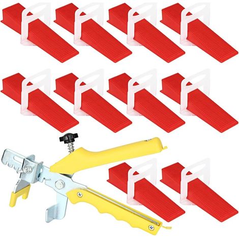 Rosvola Fliesenverlegesystem, Montagehilfe Mit 500 Clips, 200 Keilen Und 1 Zange Für Die Fliesenverlegung, Fliesenverlegeset