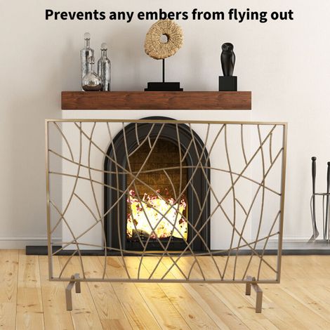 Rosvola Großer Funkenschutz Für Kamin Oder Ofen – Kaminschutzgitter – Stahl, 100 X 79 X 23 Cm