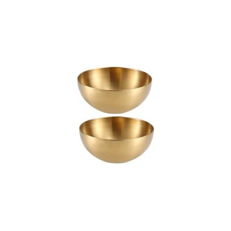 Set Aus 2 Großen 3-liter-servierschüsseln Aus Edelstahl Für Obst, Ramen, Salat, Pasta, Suppe, Spülmaschinen- Und Mikrowellengeeignet, Goldfarben (gold)