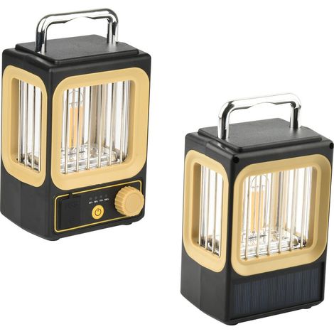 Set Mit 2 Batteriebetriebenen Campinglaternen – Infrarotsensor – Dekorative Tischleuchte Für Garten Und Terrasse – Ideal Zum Campen – Solarleuchten – Gelb