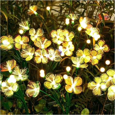 Set Mit 2 Tragbaren Solar-gartenleuchten – Blumen- Und Glühwürmchen-design – Großes Solarpanel – Wasserdicht – Ideal Für Wege, Blumenbeete, Gärten Und Partydekorationen