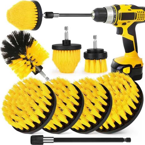 Set Mit 7 Bohrbürsten – 6,35 Mm (1/4 Zoll) – Mit Ausziehbarem Schaft – Elektrische Reinigungsbürste Für Bad, Fliesen, Boden (bohrmaschine Nicht Enthalten)