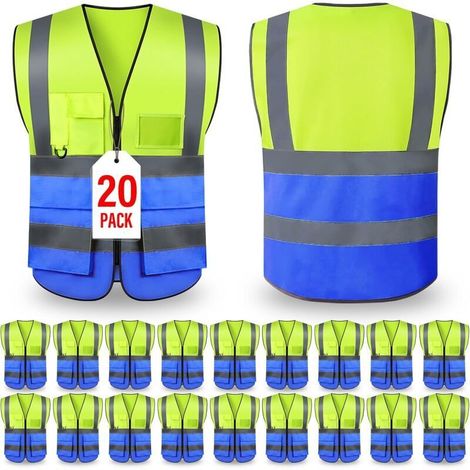 Sicherheitsweste, Warnweste, Reflektierende Weste Mit 5 Taschen Und Reißverschluss, Geeignet Für Damen Und Herren, Neonfarbene Arbeitsweste Für Den Außenbereich, Größe M, Von Debuns