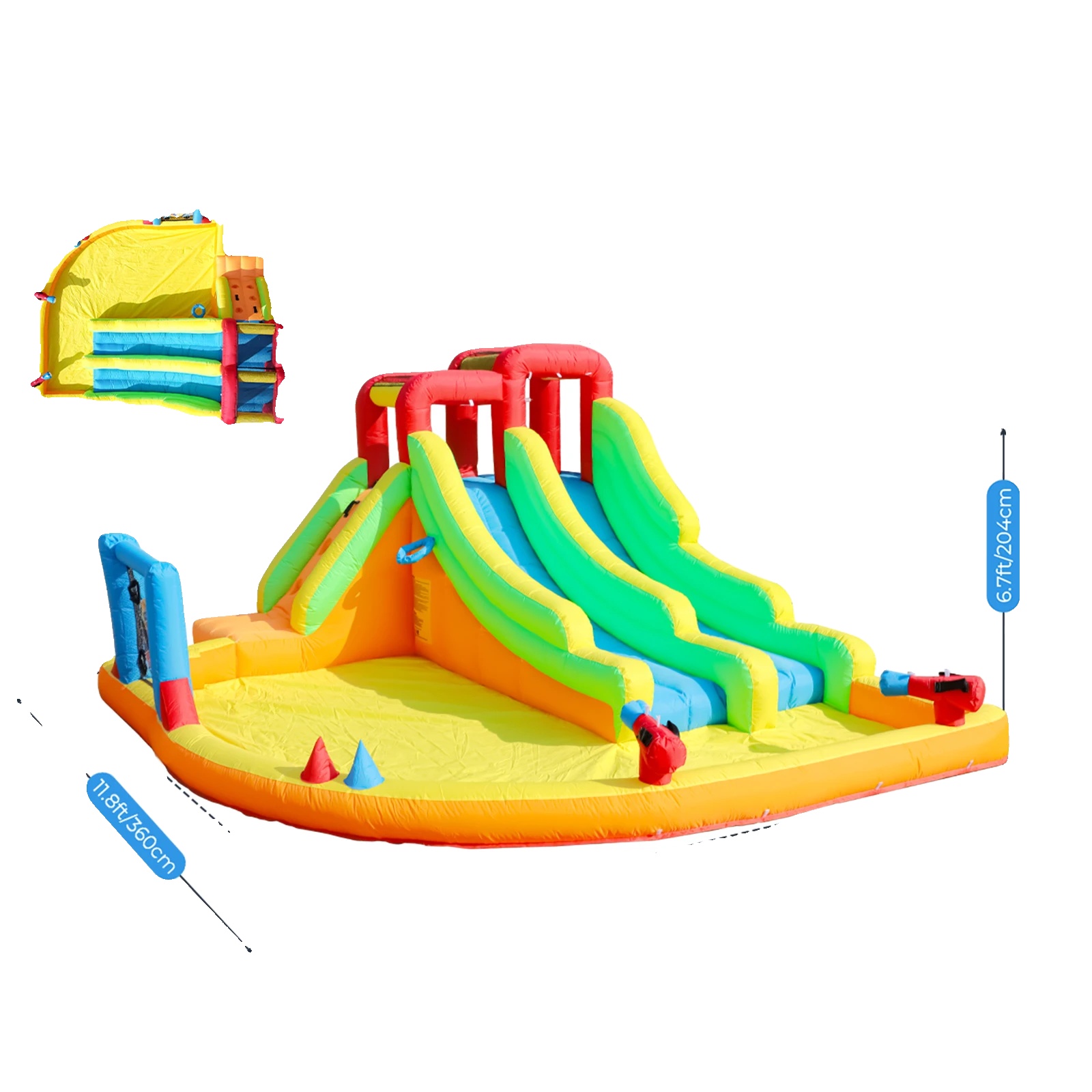 Aufblasbare Wasserrutsche, Spritzbecken-funktion, 480w Bläser Enthalten, 4.41x3.61x2.04m