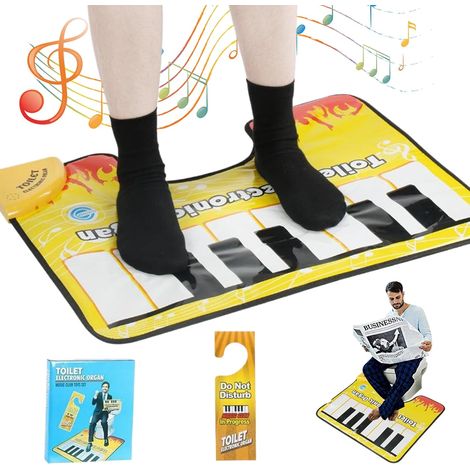 Toilettenmatte Mit Klaviermotiv, Lustige Musik, Klaviertastatur, Perkussiver Klang, 60 X 48 Cm, Rutschfeste Unterseite, Wasserdicht, Selbstschließend, Elektronische Bodenorgel