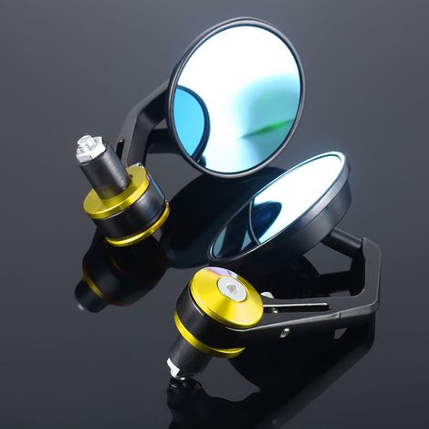 Universeller Motorrad-seitenspiegel 22 Mm, Verstellbarer Lenkerspiegel (5002 Spiegel - Gold)