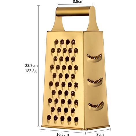 Vierseitige Käse- Und Gemüsereibe Aus Edelstahl, 23 Cm Hoch, Große Reibe, Ideal Zum Reiben Von Parmesan, Gemüse, Ingwer Und Obst – Gold