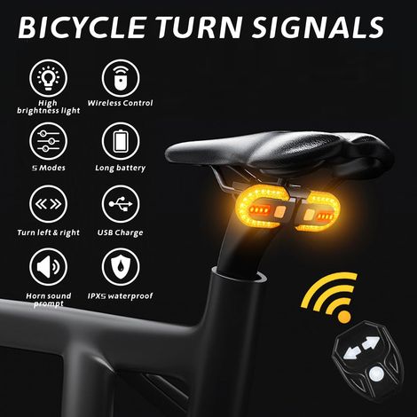 Wiederaufladbares Fahrradrücklicht Mit Blinkern, Usb-ladefunktion, Fernbedienung, 5 Beleuchtungsmodi, Separaten Blinkern, Wasserdicht, Ideal Für Nachtfahrten, Mountainbiken Und Die Verkehrssicherheit.