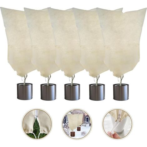 Winterliche Pflanzenschutzhüllen – Mit Kordelzug Und Reißverschluss – Zum Schutz Von Pflanzen Im Winter – 5er-set, Gelb, 100 X 120 Cm