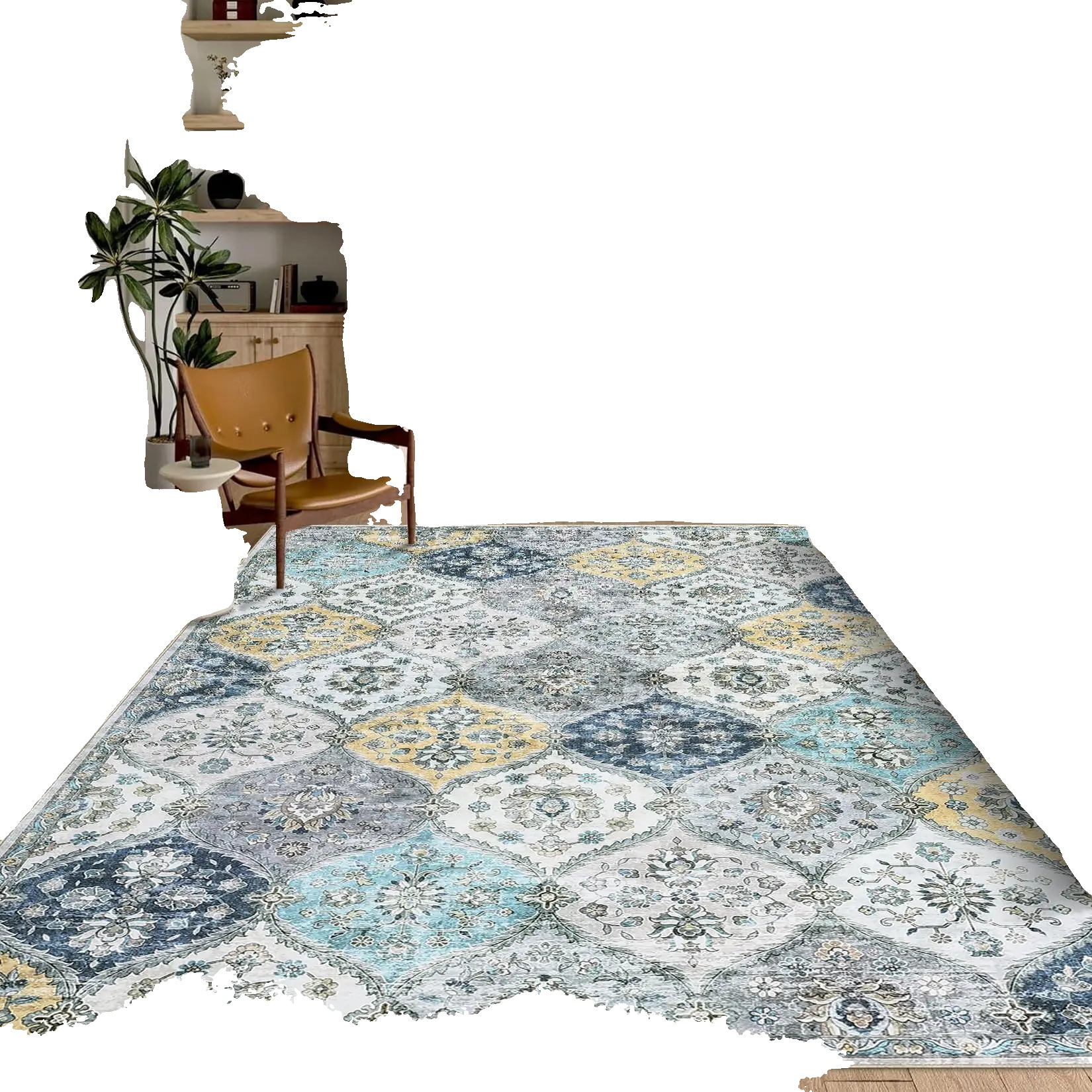 Teppich, Waschbar, Verwittertes Design, Gelb 160x230cm